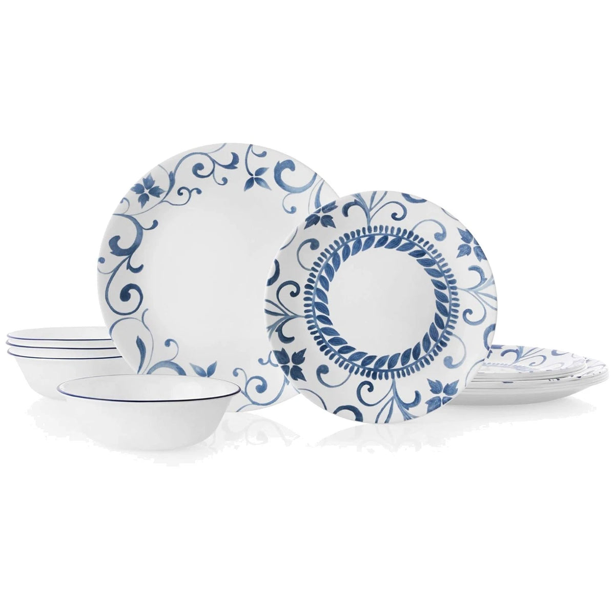 12-Piece Dinner Set - Stackable Vitrelle Glass for Space Efficiency